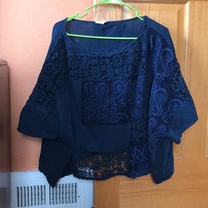 Anthropologie boxy lace top